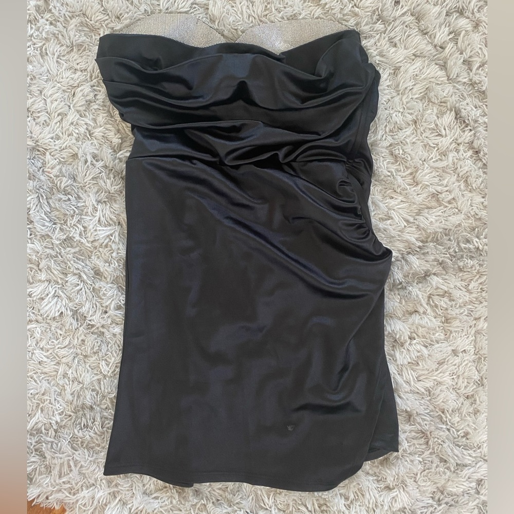 Black rhinestone satin dress - Picture 2 of 5